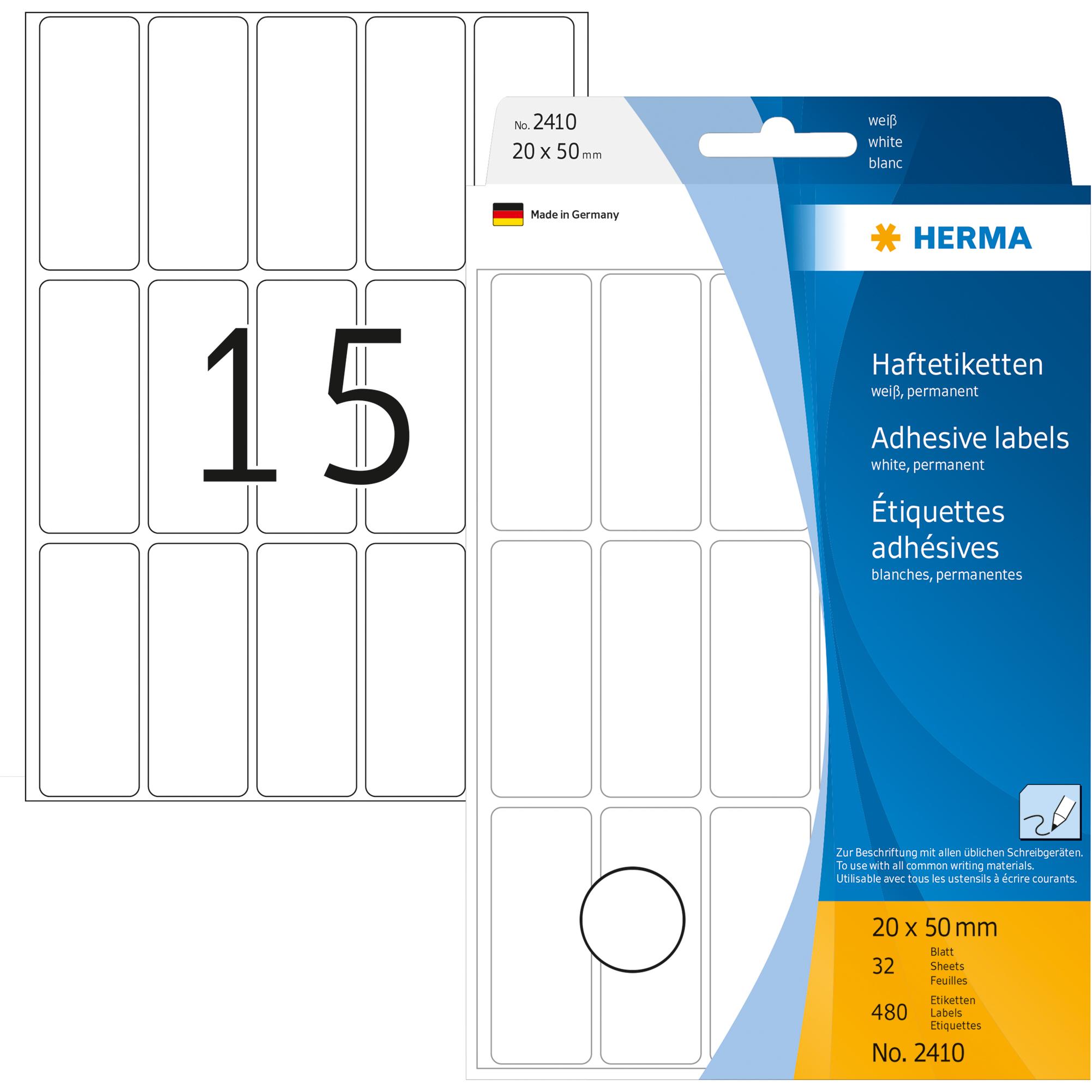 Herma, Etiketten, Haftetiketten