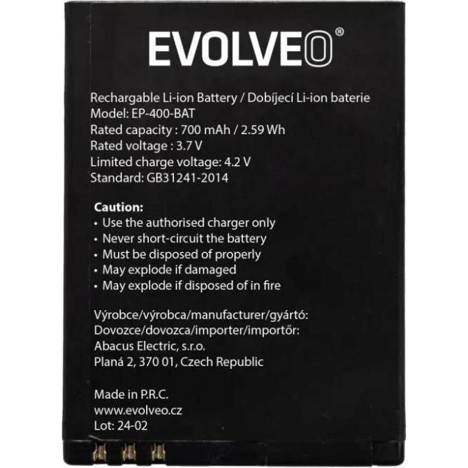 Evolveo Originalakku für EasyPhone ID/EG/XS EP-400/550/570 / 700 mAh (EP-400-BAT)