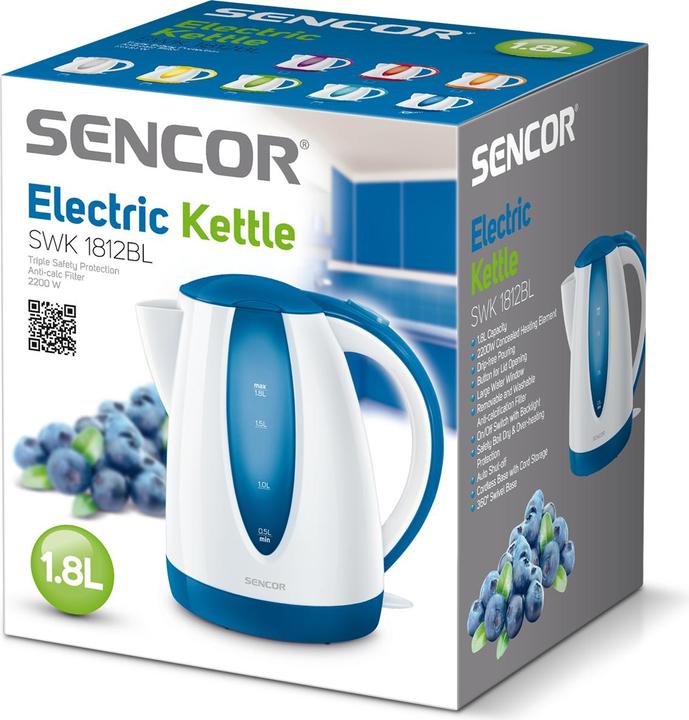 Productafbeelding Sencor SWK 1812BL elektrische waterkoker Blauw, Wit (1.80 l)