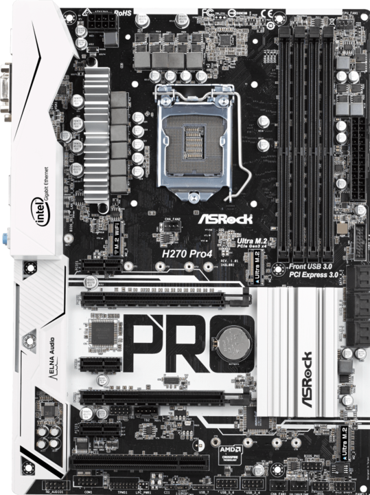 Produktbild AsRock H270 Pro4 (LGA 1151, Intel H270, ATX)