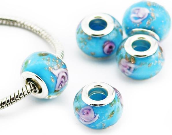 Produktbild Hermex Glas Bead Perle versilbert 925 - Baby Blau (Glas, Silber 925)