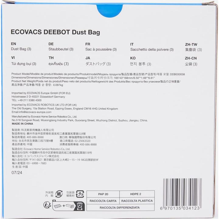 Produktbild Hama ECOVACS Staubbeutel für DEEBOT N30 PRO OMNI (3x)