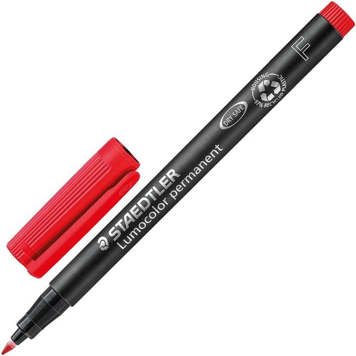 Actual product image Staedtler Lumocolor permanent marker 318F, box of 10 (Green, Red, Blue, Black, 0.60 mm, 10 x)