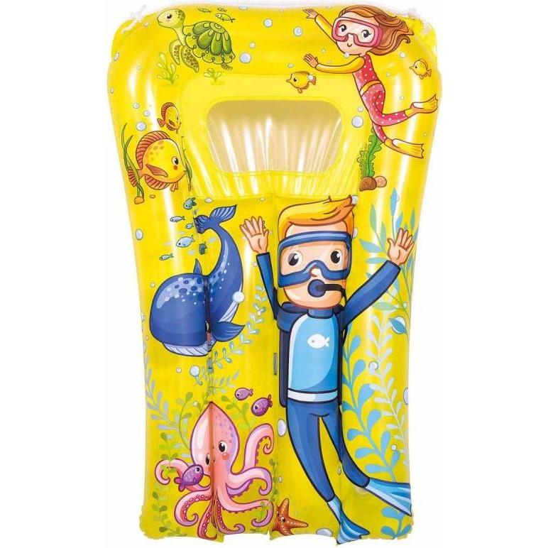 Jilong MATERAC PLAŻOWY Z OKIENKIEM PODWODNY ŚWIAT 74x48CM 37591 - ŻÓŁTY