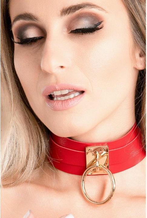 Image du produit Kinky Diva o-ring collar red/gold