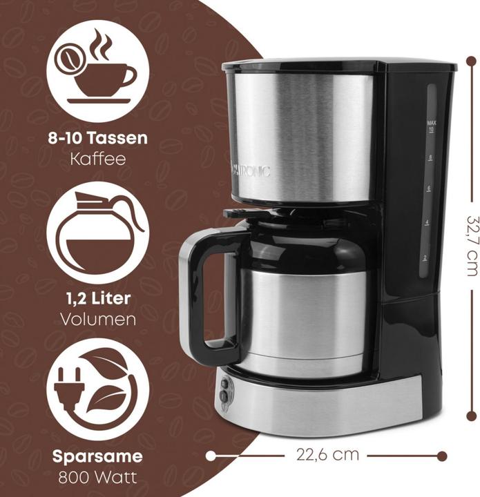 Image du produit Clatronic KA 3805 Machine à café argentée, 8-10 tasses