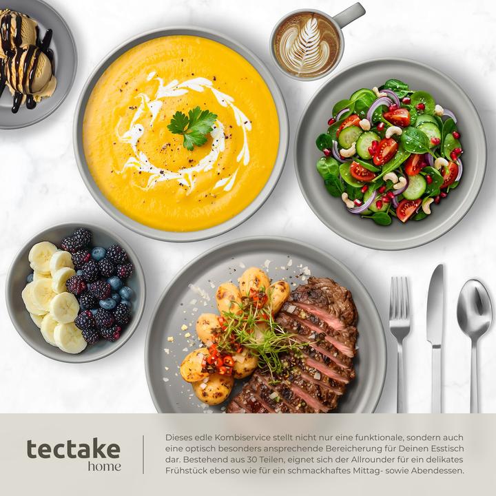 Actual product image tectake Kitchen starter set for 6 people with crockery, pots etc. (46 pcs.)