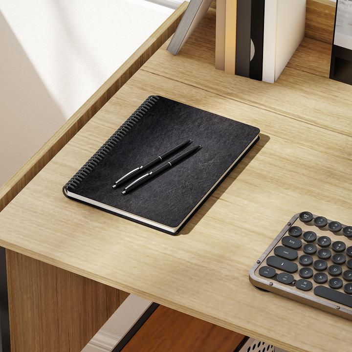 Produktbild Homcom Schreibtisch Spanplatte, Metall Eiche