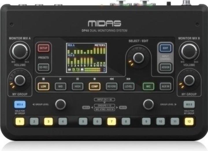 Midas DP48 monitor-mixer en recorder (Studio et mixeur live)