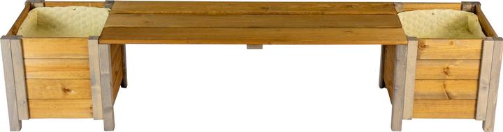 Dobar Panchina da giardino "Svenja" con fioriere e lana di pecora, grigio-marrone