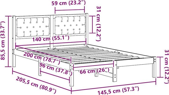 Actual product image vidaXL Bettgestell (140 x 200)