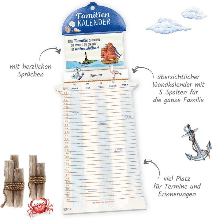 Produktbild Trtsch Formkalender Familienkalender Leuchtturm 2026 (Deutsch, Harter Einband)