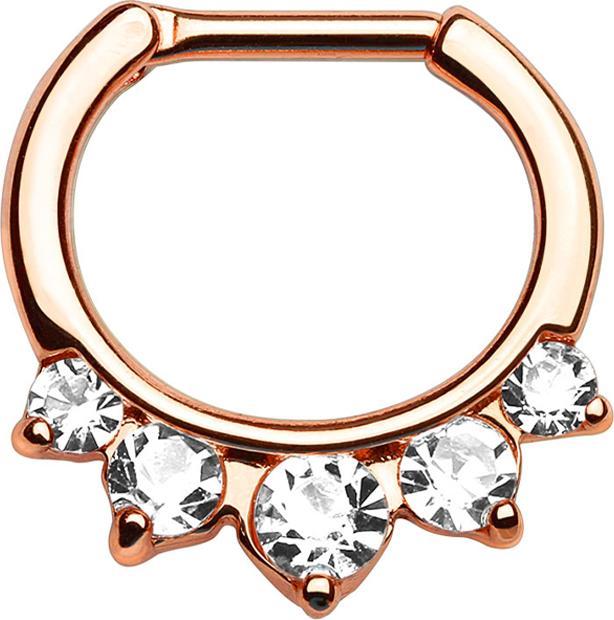 Immagine prodotto Star Piercing Setto con cinque cristalli d'argento oro rosa (Ottone, Acciaio chirurgico 316L)