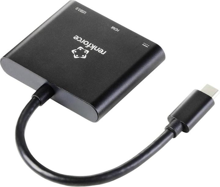 Produktbild Renkforce RF-5133676 USB-C® / HDMI Adapter (1x USB-C® Stecker - 1x HDMI-Buchse (USB Typ-C, HDMI, USB-A, 20 cm)