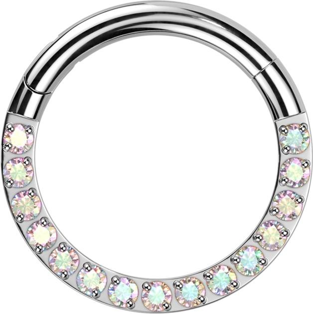 Actual product image Star Piercing Micro segment ring hinged silver front crystals multicolour (without brass, Titanium G23)