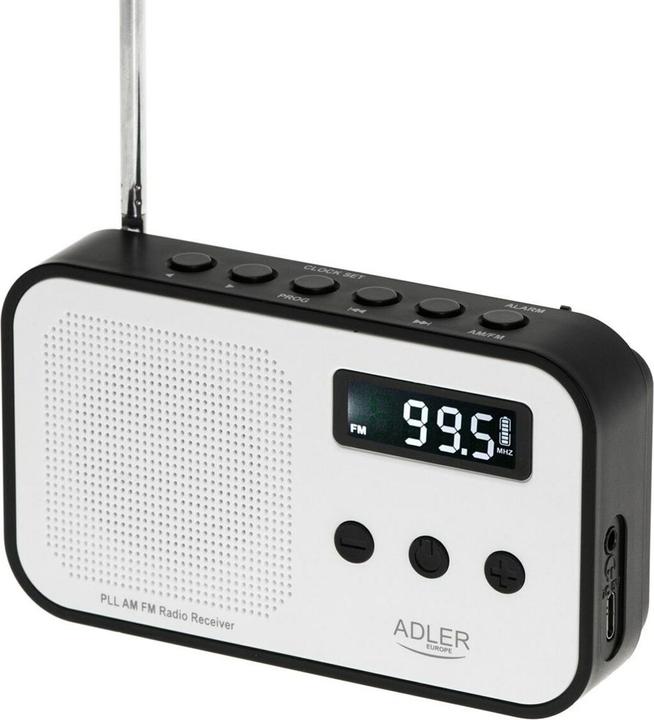 Image du produit Adler Interactive solution | Digital radio PLL AM/FM | AD 1907 | Alarm function | White/Black (AM, FM, KW, PLL)