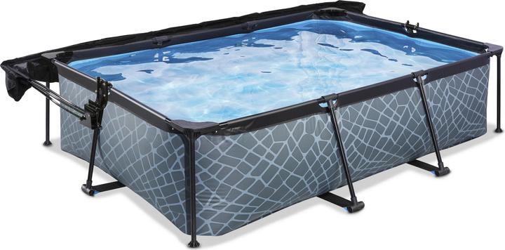Exit Rahmen-Pool eckig 220x150x60 cm mit Sonnenschutz und Filterpumpe (220 x 150 x 65 cm)