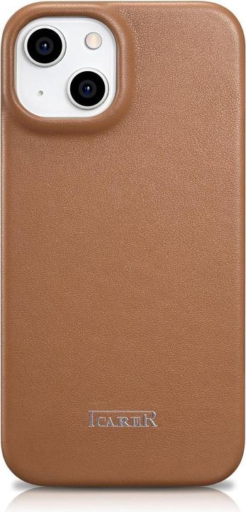 Actual product image iCarer CE Premium Leather Folio Case iPhone 14 Plus Magnetic Flip Leather Folio Case MagSafe Brown ( (Apple iPhone 14 Plus)