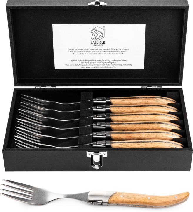 Actual product image Laguiole Style de Vie forks Luxury Line - 6 -piece - Oak - StoneWash (6 pcs., Pitchfork)