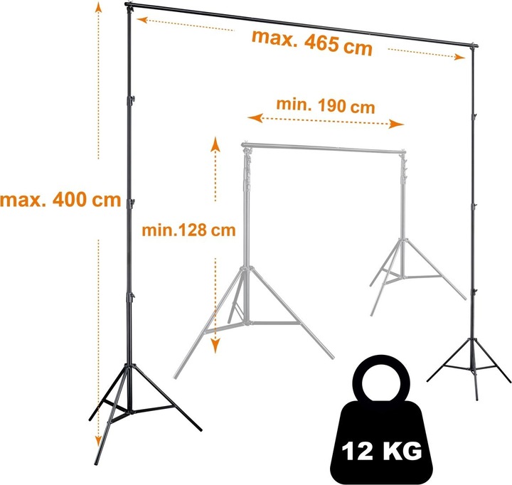 Produktbild Walimex Teleskop XXL Hintergrundsystem, 1.9-4.65m (465 cm, 400 cm)