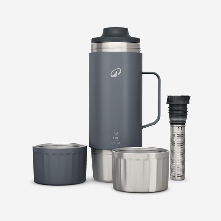 Actual product image Quechua Isolierflasche 1,5 l Edelstahl Schnellverschluss Wandern/Camping - 900 (1.50 l)