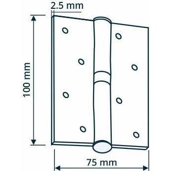 Haushalt, Türbeschlag + Scharnier, HINGE DOOR100X75X2.5 SN NICKEL MATTE