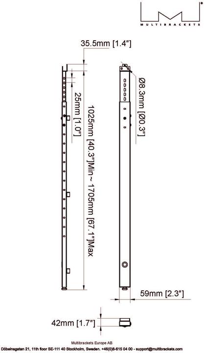 Image du produit Multibrackets 2 pieds de support, pour système modulaire Pro, acier