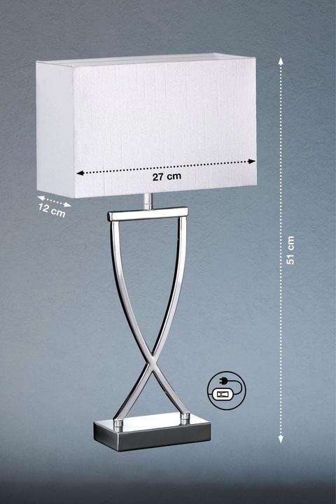 Produktbild Fischer & Honsel Tischleuchte Metall/Stoff 1-flammig HxB 510x270 mm Anni chromfarben Stoffschirm wei mit Schnurzwis (E27)