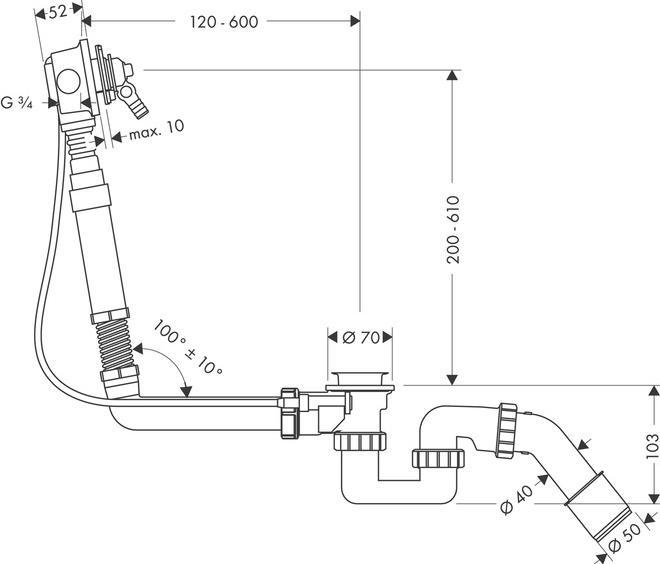 Actual product image hansgrohe EXAFILL bath overflow fitting (Drainage set, 3/4")