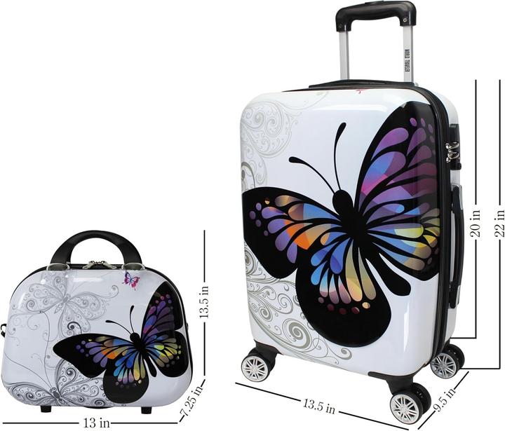 Produktbild World Traveler Valigia Spinner Farfalla Bianca e Nera