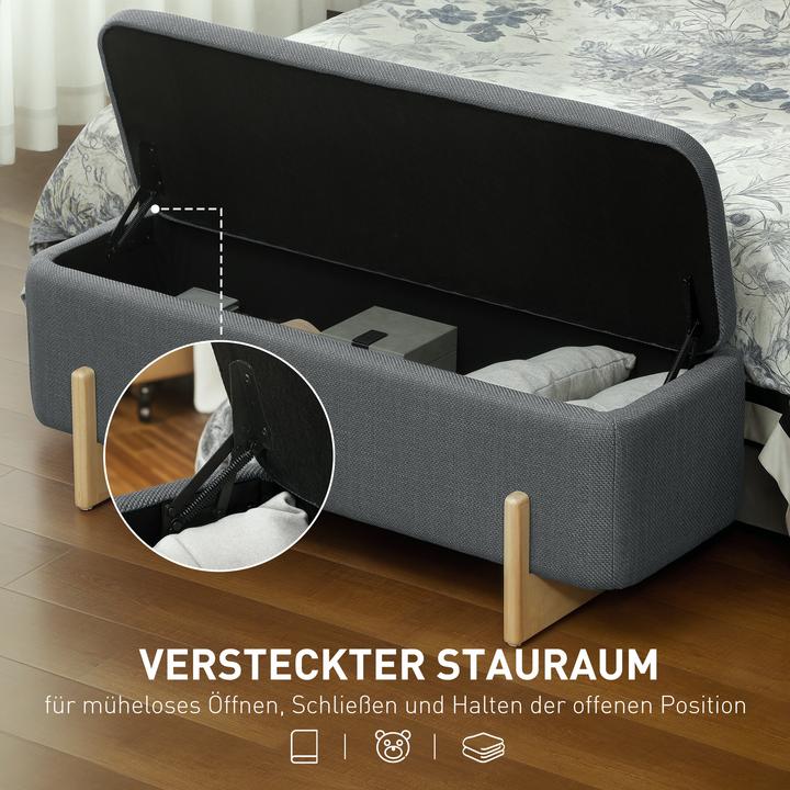 Image du produit Homcom Sitzbank Polyester, Buchenholz Dunkelgrau (111 cm)