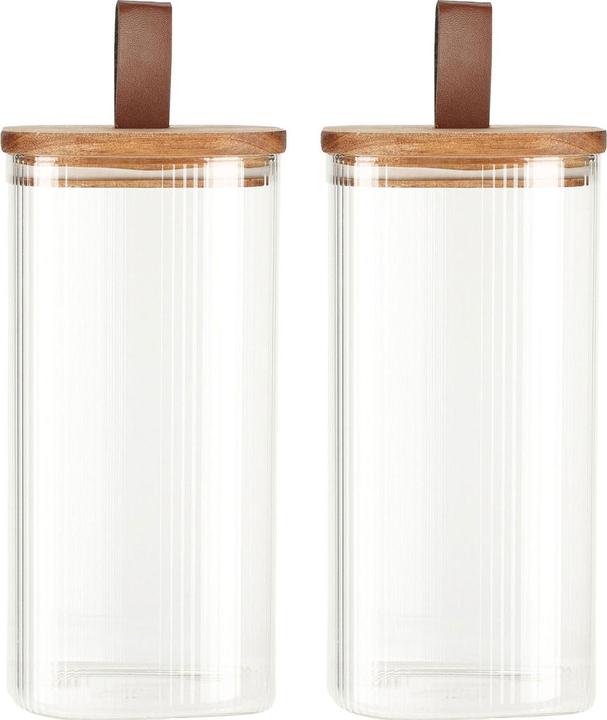 Excellent Houseware 2er-Set Vorratsglas mit Akazienholzdeckel, 1500 ml (1.50 l)