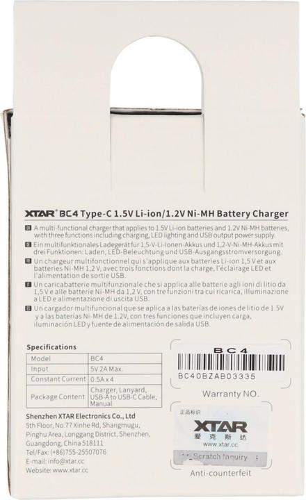 Immagine prodotto Xtar BC4 (4 pz., AA, Batteria + Caricabatterie)