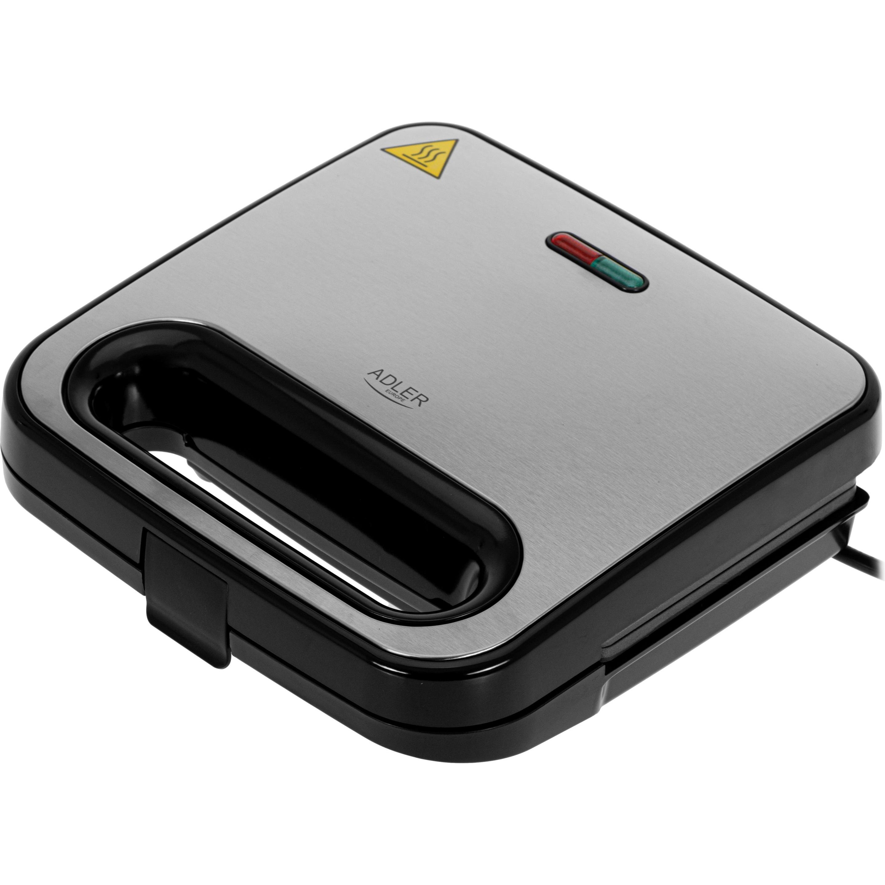 Adler Sandwich Maker AD 3076 1000 W Numero di piastre 1 Nero/Argento, Griglia a contatto, Nero
