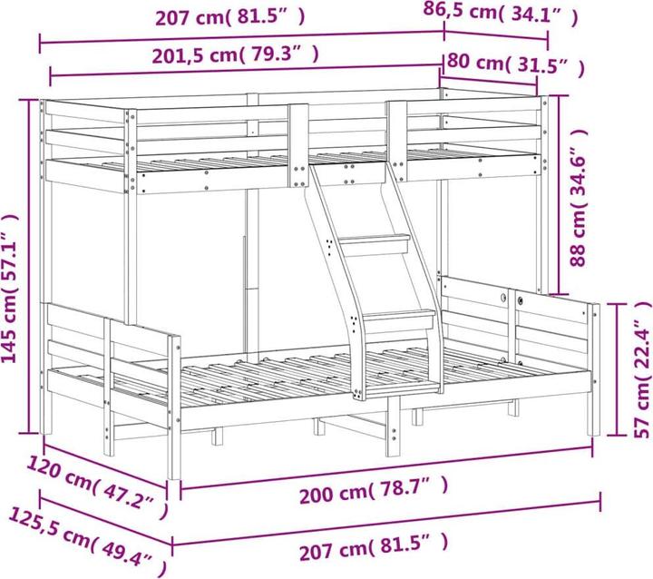 Image du produit vidaXL Etagenbett (120 x 200 cm)