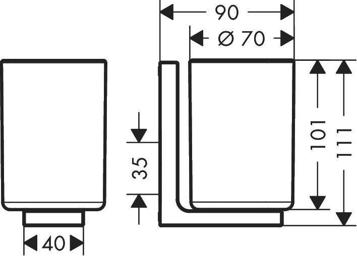 Produktbild hansgrohe AXOR Universal Rectangular Zahnputzbecher, Metall, Glas weiss, 42604