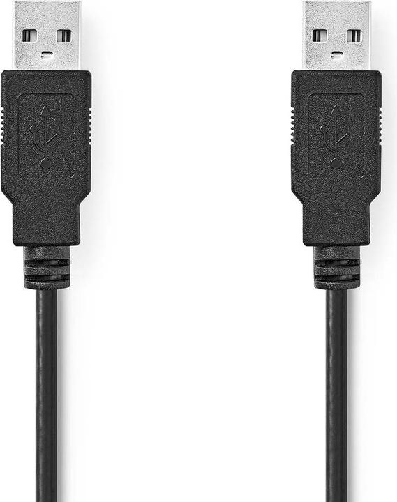 Actual product image Nedis USB cable | USB 2.0 | USB-A male | USB-A male | 480 Mbps | Nickel-plated | 2.00 m | Round | (2 m, USB 2.0)