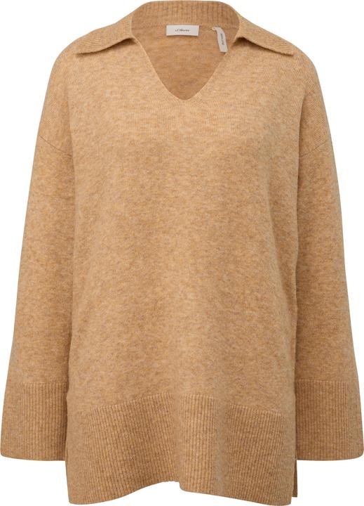 Produktbild S.Oliver Strickpullover Strickpullover mit Rippblende am Kragen (S)