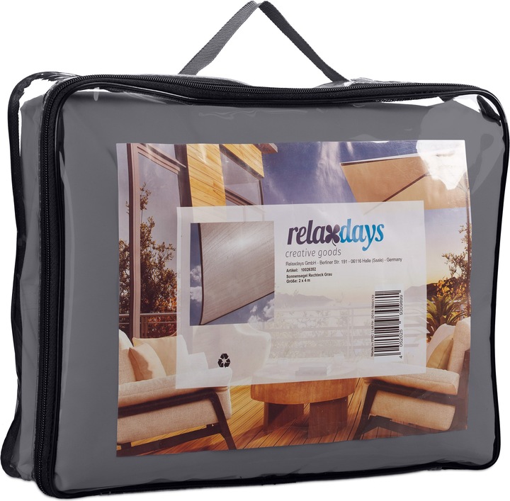 Actual product image Relaxdays Grey Rectangular Awning (400 x 200 x 0.5 cm)