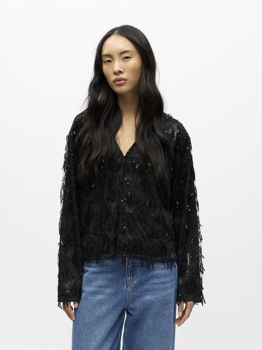 Produktbild Object Perlenverzierter Wickelstrickjacke (38)