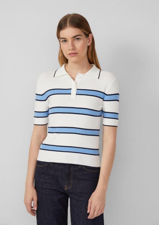 Produktbild s.Oliver Strickpullover Verkürztes Strick-Polo im Slim Fit (40)