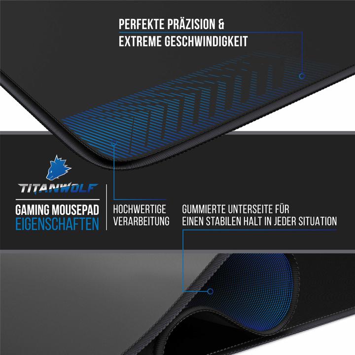 Produktbild Titanwolf Gaming Mauspad XXL, glattes Stoffgewebe, Speed Mausmatte 900 x 400mm grosse Fläche, Vector Rot (XXL)