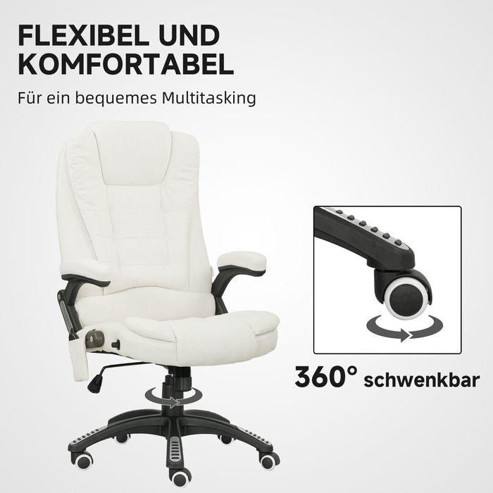 Produktbild Swisshandel24 Ergonomischer Schreibtischstuhl mit Massagefunktion, 68 x 72 x 110–120 cm, Cremeweiss (46 - 56 cm)