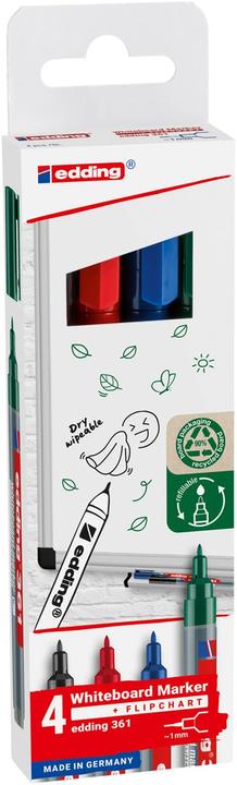 Produktbild Edding 361 Whiteboard-Marker farbsortiert 1,0 mm, 4 St. (Mehrfarbig, 1 mm, 4 x)