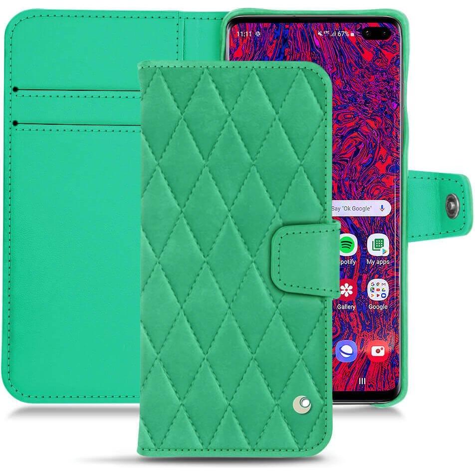 Noreve Lederschutzhülle Wallet (Samsung Galaxy S10+), Smartphone Hülle, Grün