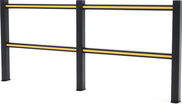 Image du produit kaiserkraft Système de main courante FLEX IMPACT, potelets noirs - traverses noires/jaunes