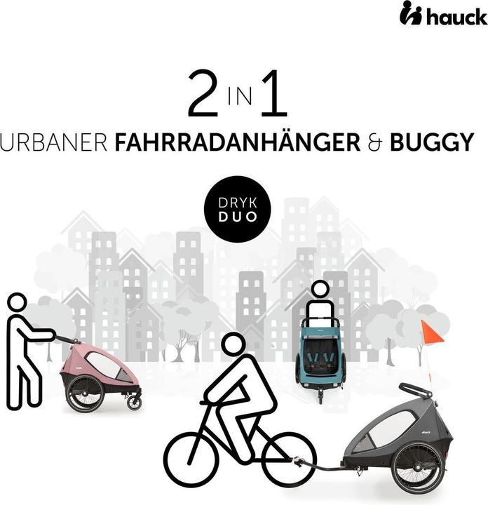 Produktbild Hauck 2in1 Fahrradanhänger Sparset Dryk Duo - für