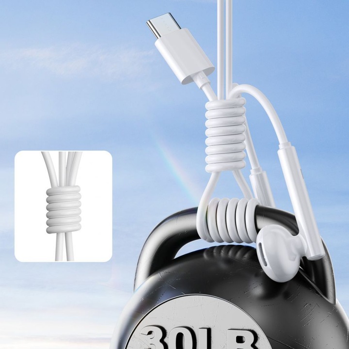 Actual product image Joyroom JR-EC05 TYPE-C Series Half In-Ear Wired Earphones-White (Cable)