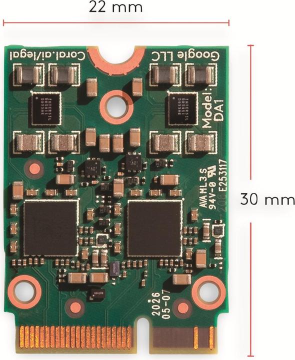 Actual product image Google Coral M.2 Accelerator with Dual Edge TPU