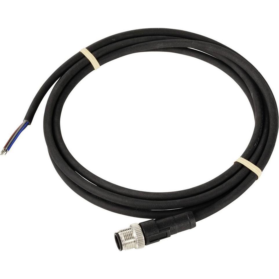 Thumbnail - Tru Components TC-12833172 Sensor-/Aktor-Anschlussleitung M12 Stecker, gerade 2, Elektronikkabel + Stecker, Schwarz